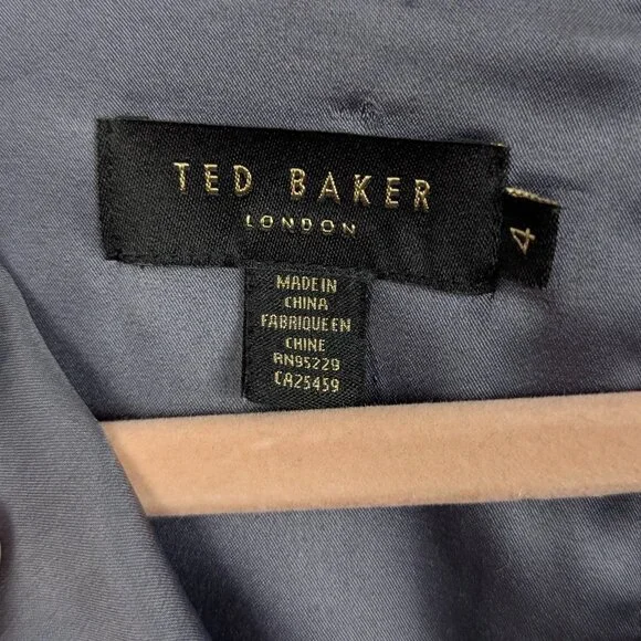 Ted Baker | Gray Floral Belted Sheath Midi Dress Size 4 - Picture 8 of 13